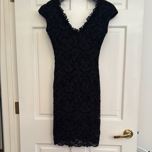 Elegant Bodycon Cocktail Black Lace Dress - Sz 4